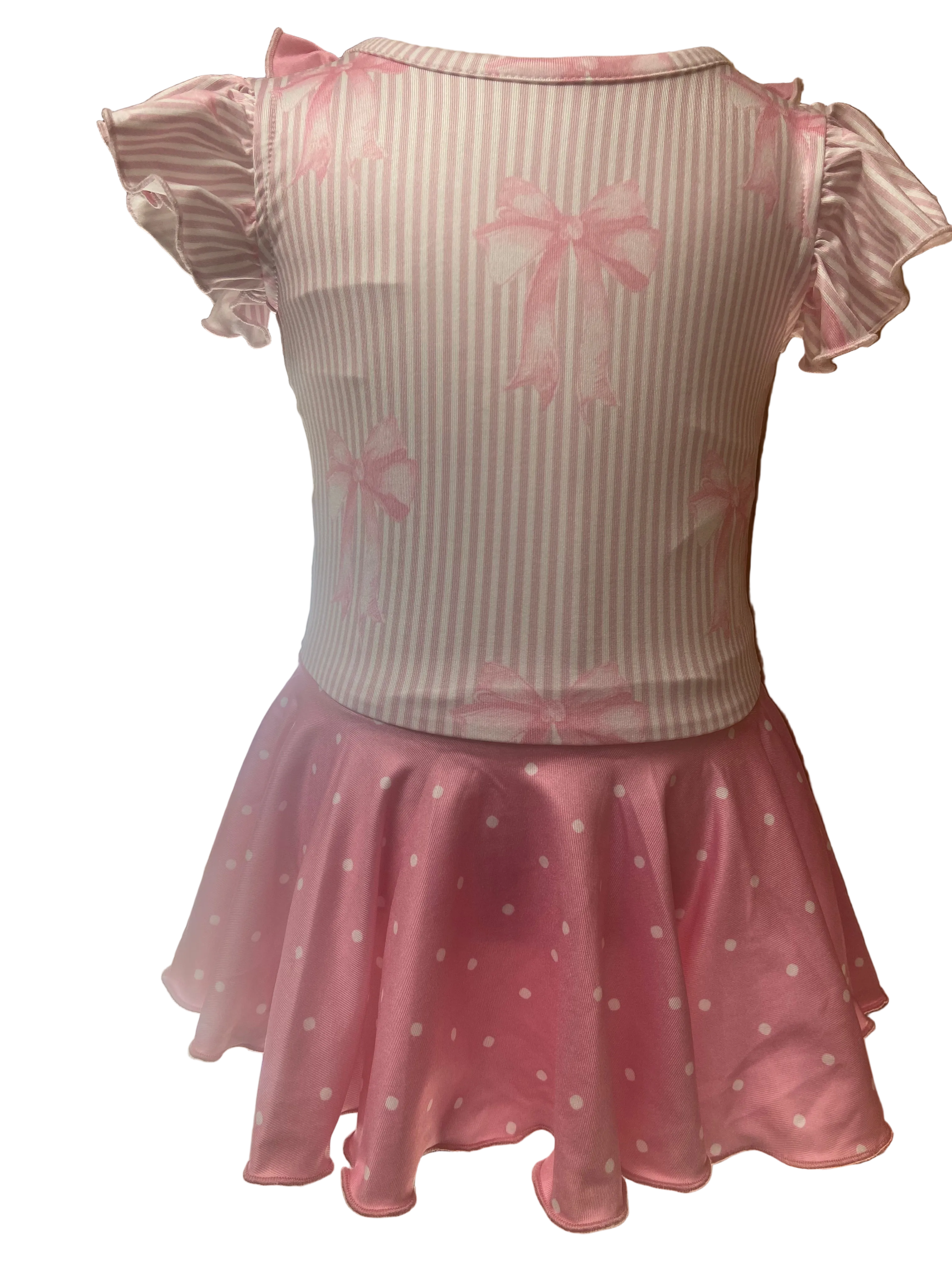 Girls Pink Bow Skirted Leotard