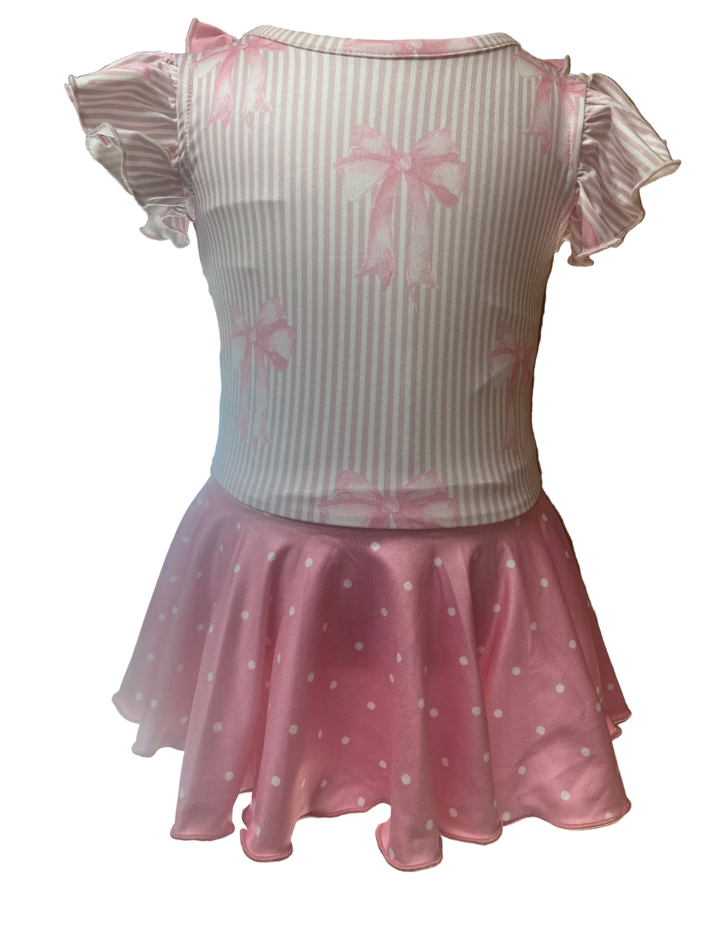 Girls Pink Bow Skirted Leotard