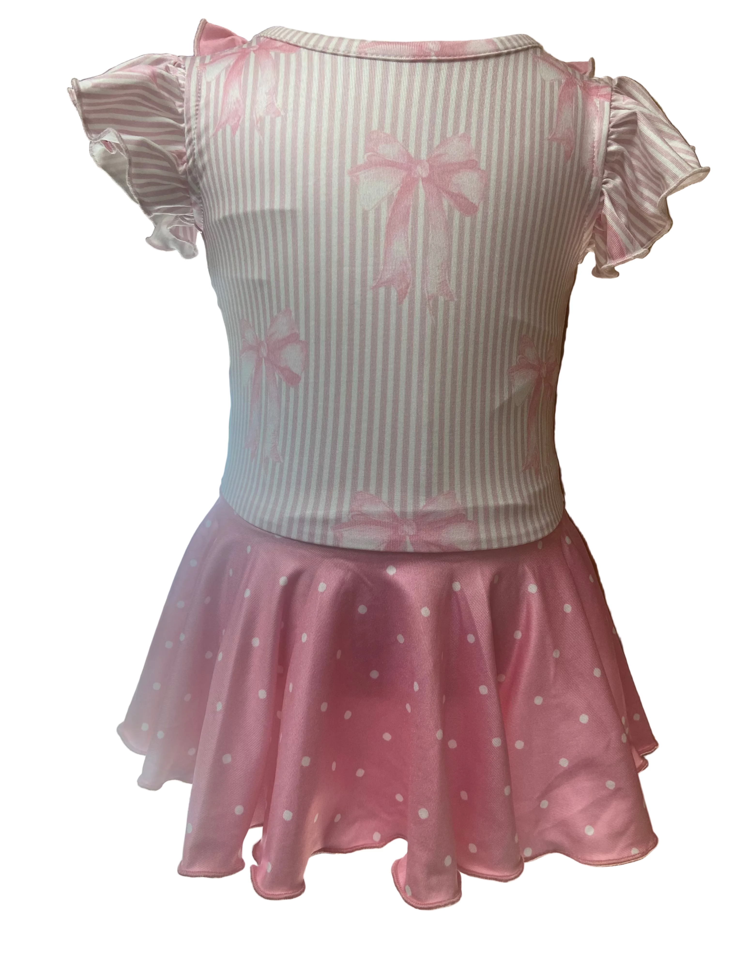 Girls Pink Bow Skirted Leotard